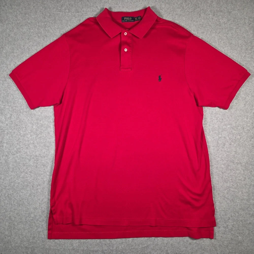 Polo Ralph Lauren Men XLT XL Tall Short Sleeve Polo Shirt Red 100% Cotton Preppy